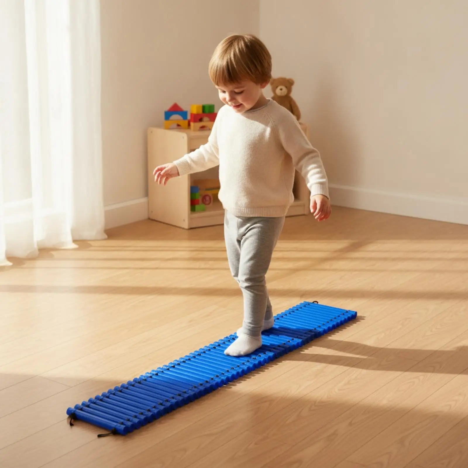 Children Balance Board Stepping Stones Sensory Path with Rope Connectors for Balance Exercise Coordination