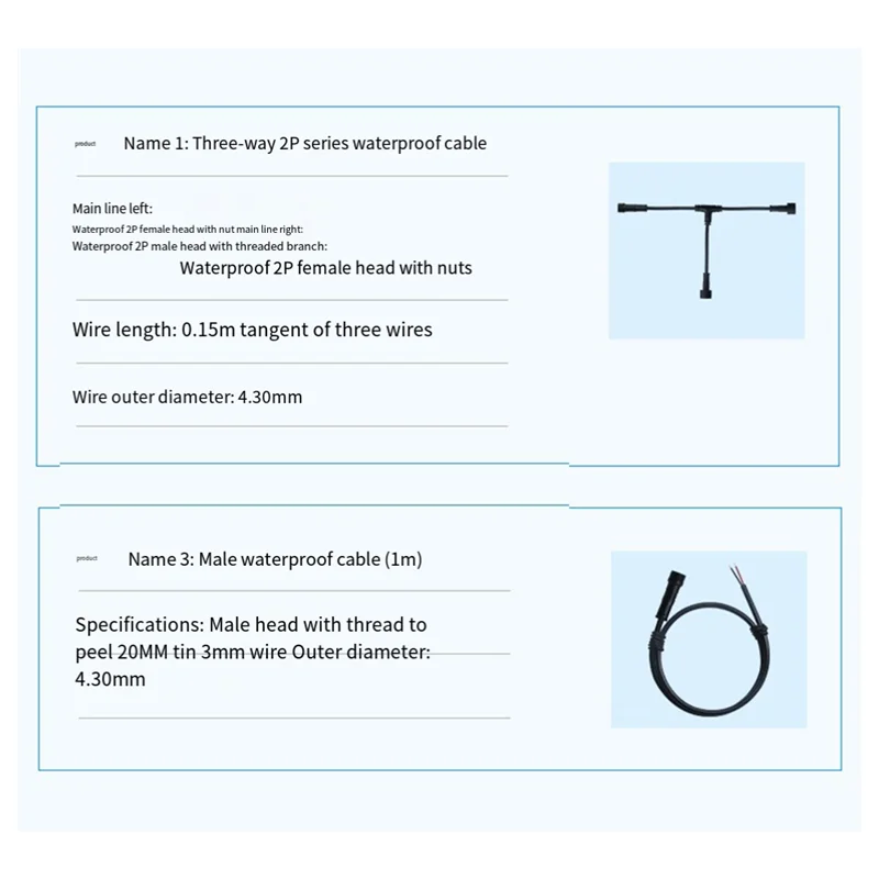 

CMHI-T-Shaped Tee 2P Series Waterproof Wire T-Shaped Single-Ended Extension Line Three-Way (M-M-F) Connector Black Cable
