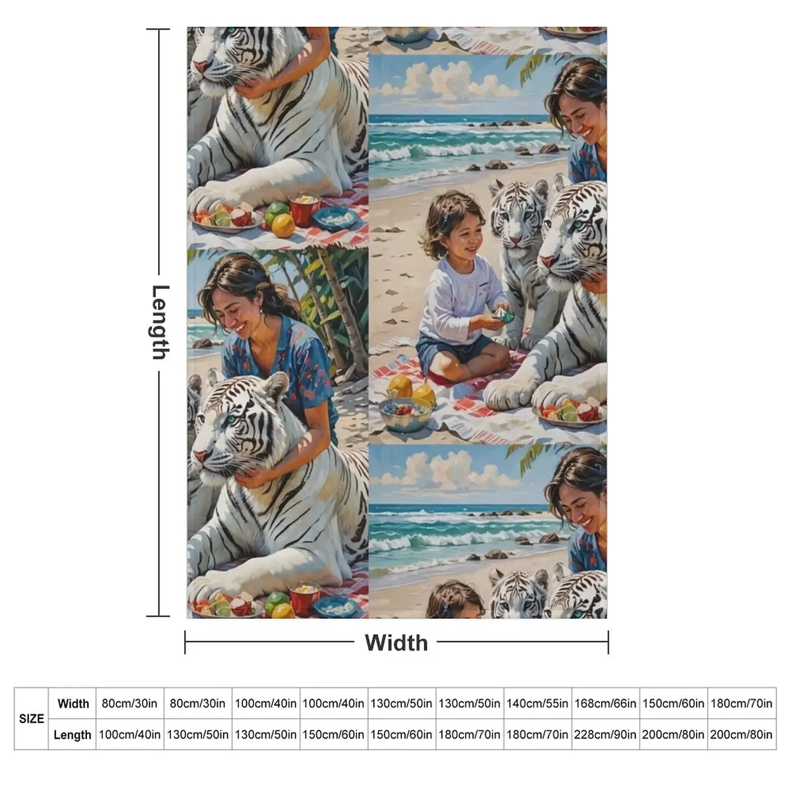 White Tiger Beach Paradise Throw Blanket Plush Thermal Vintage Sofa Quilt Bed linens Soft Beds Blankets