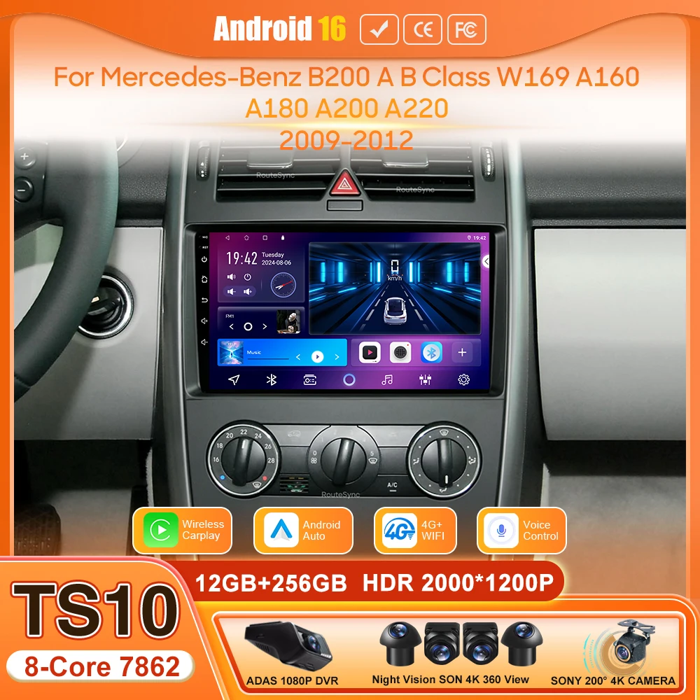 For Mercedes Benz B200 A B Class W169 A160 A180 A200 A220 2009 - 2012 Android Car Multimedia Player Carplay Auto Navigation GPS
