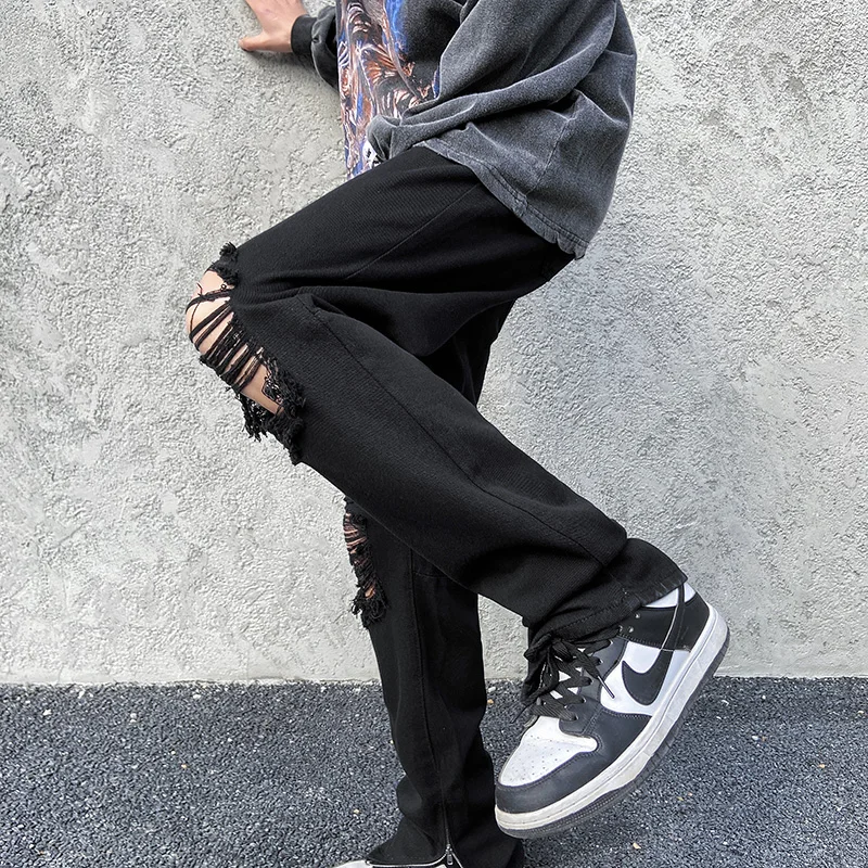 

Men's Summer Thin Breathable Straight Casual Jeans Wear Resistant Stone Waed mid Waist Zipper Fly Faionable Street Sle