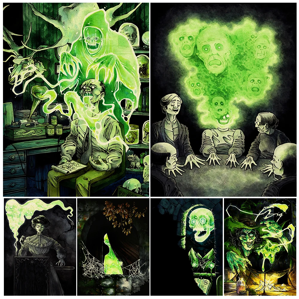Dead Souls Divination And Wicked Witches Vintage Wall Art Canvas Painting,Pagan Magic And Witchcraft Art Poster Print Home Decor