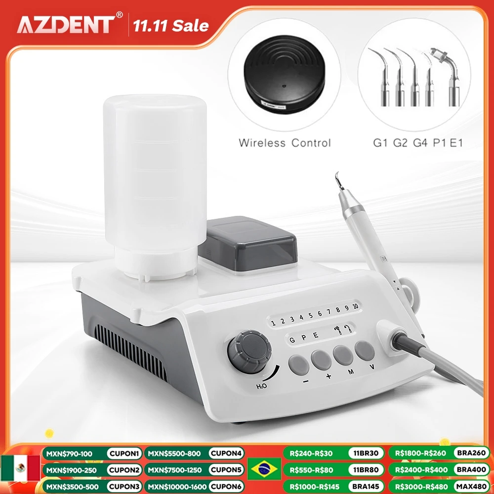 AZDENT Dental LED Wireless Control Ultrasonic Scaler with Detachable Handpiece Auto Water Supply Tooth Cleaner A8 Simple Version