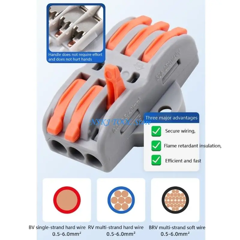 L8RC 10Pcs Quick Wire Connector Fast Wire Joiners For Soft And Hard Wires Space Saving Push in Terminals Block