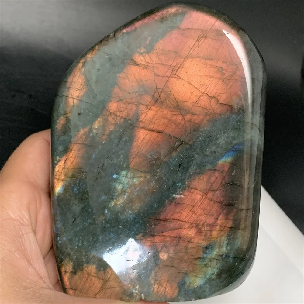 

Unusual Natural Orange Brown Light Labradorite Standing Ornaments Yellow Blue Purple Light Labradorite Specimens Beads Pendants