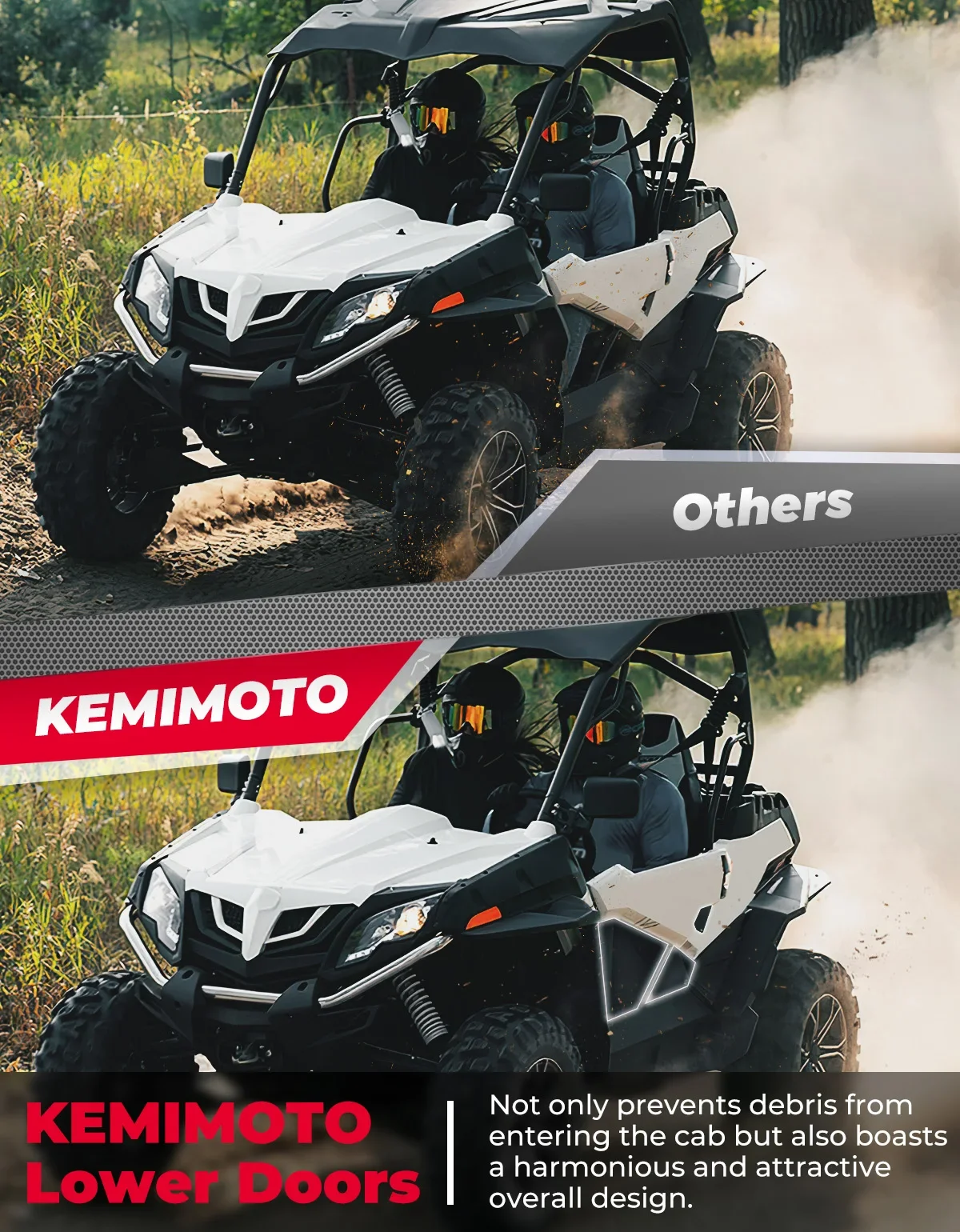 Combination Aluminum Lower Half Door Compatible with CFMOTO ZForce 500 800 Trail EX 1000 2014-2023 Lower Door Panels Insert