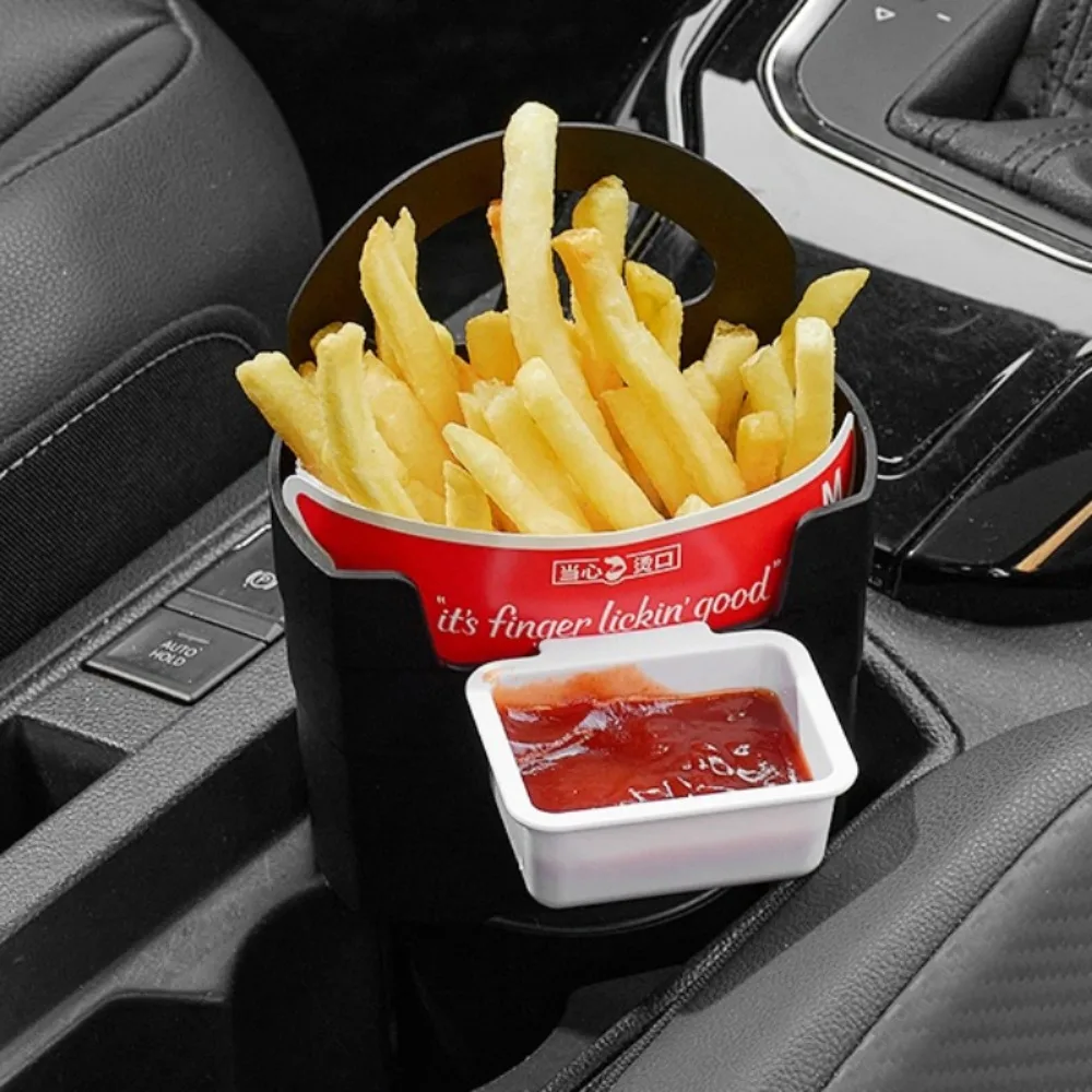 Car French Fry Holder with Tomato Sauce Rack Seasoning Box Car Mobile Phone Holder Storage Rack Car Interior Holder Snack Box