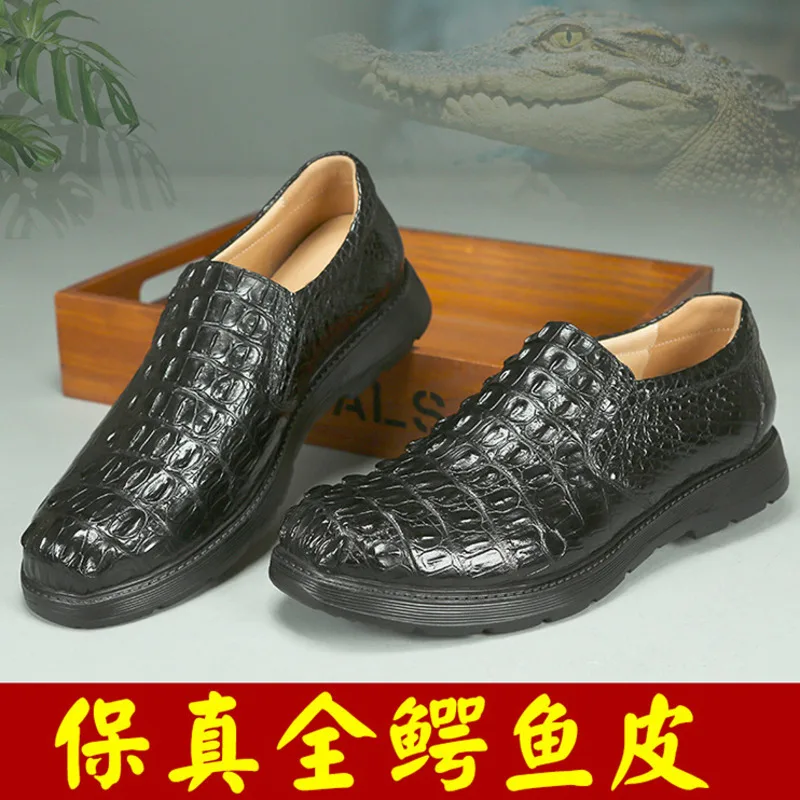 

New Crocodile Skin Business Loafers New High-end Leather Suede Men‘s Casual Boat Walking Male Men's Vulcanize Shoes Shoes Oxford