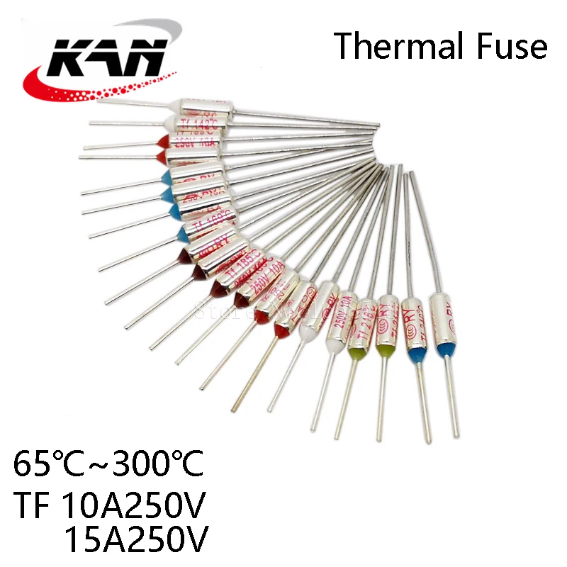 10PCS/lot TF Thermal Fuse RY 10A 15A 250V Temperature 65C 73C 75C 85C 100C 110C 152C 172C 185C 192C 200C 216C 240C 250C 280C