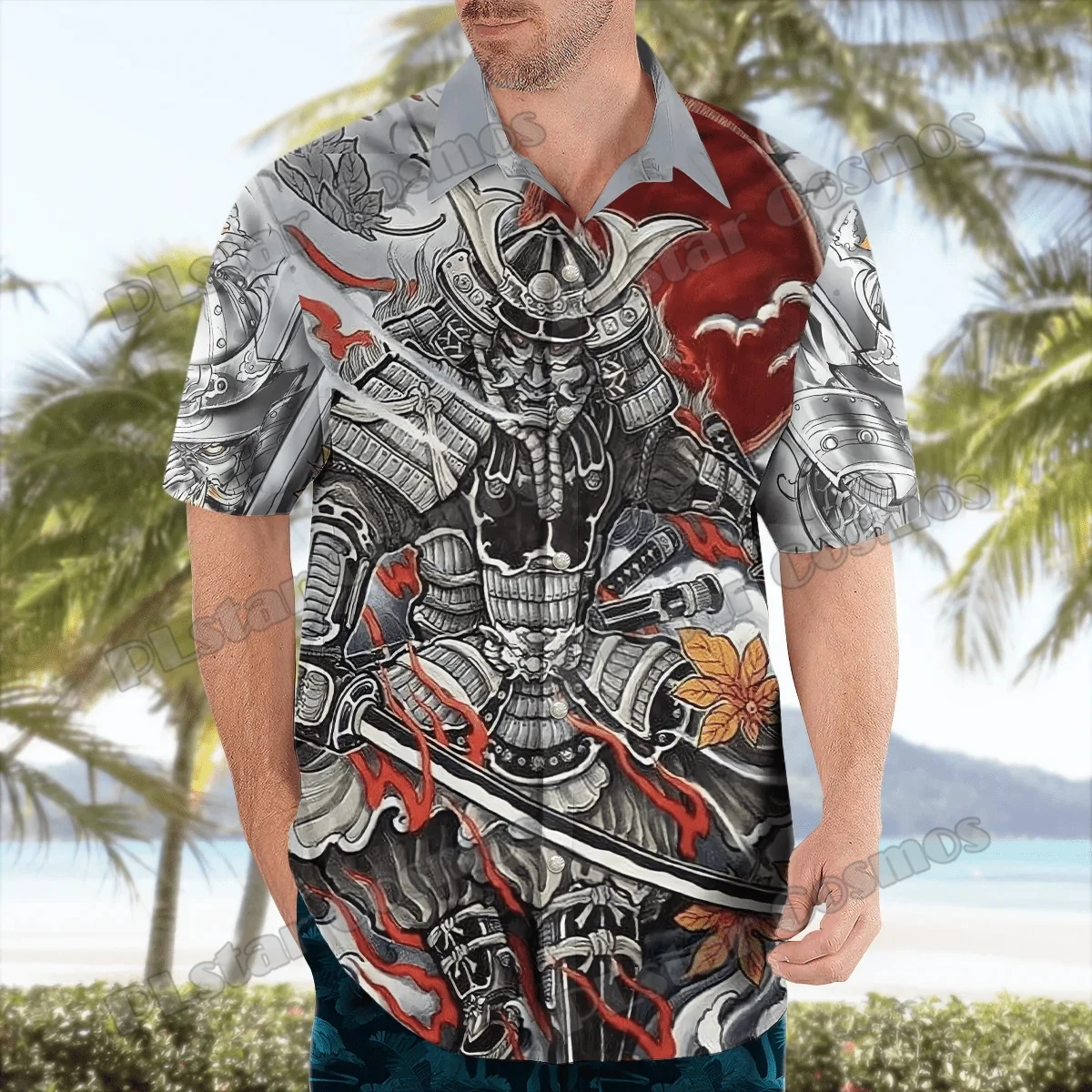 Samurai Warrior Tattoo 3D Printed Fashion Men's Hawaiian Shirt Unisex Summer Casual Short Sleeve Button Down Shirts CY-40