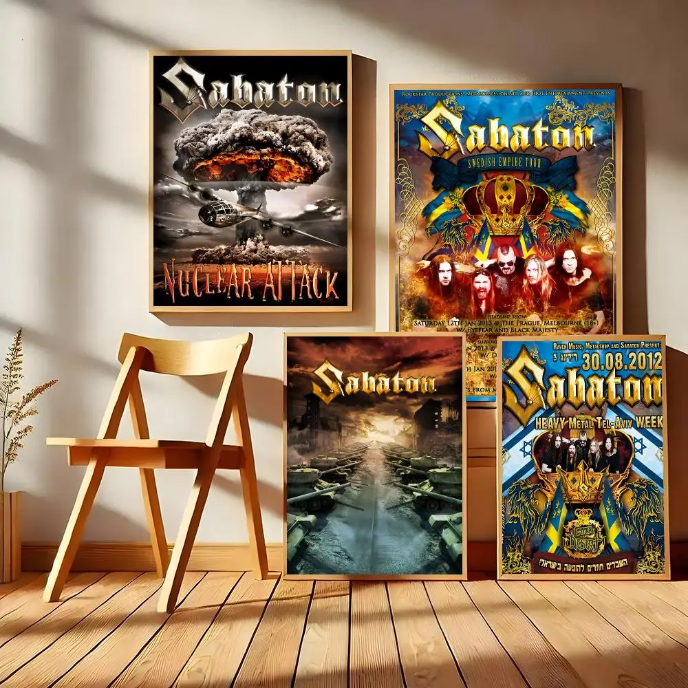 S-Sabaton Metal Band Album Covers Poster Matte Self-Adhesive Wall Art Print Living Room Bedroom Home Decor