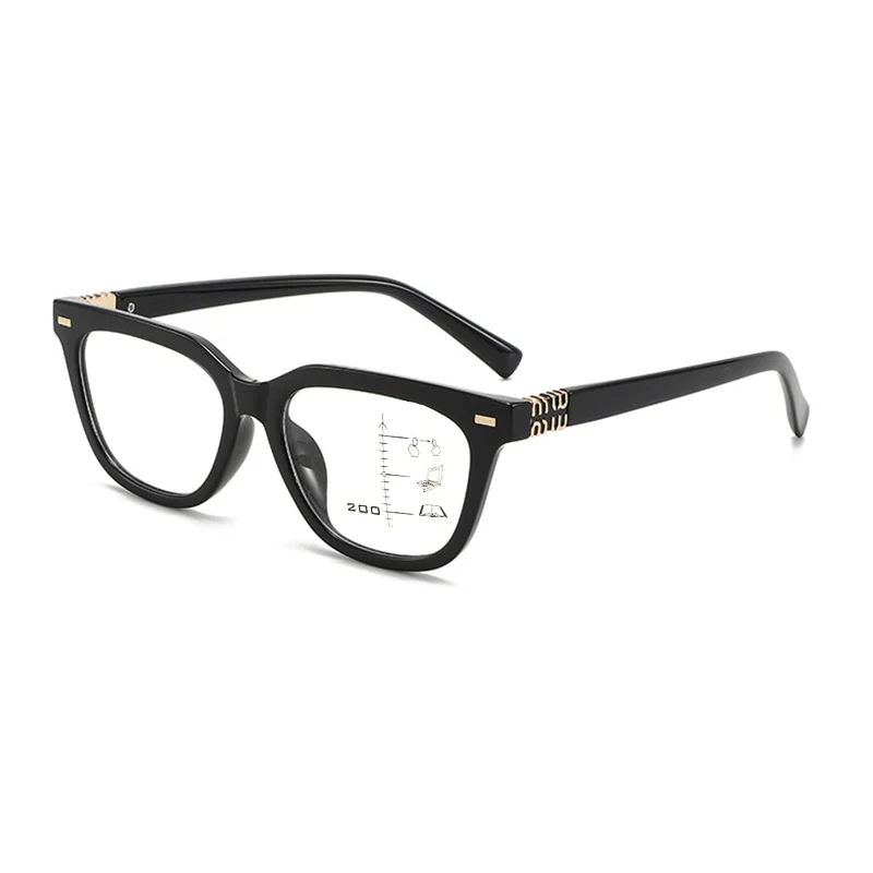 Lunettes de lecture multifocales progressives anti-lumière bleue pour femmes, style rétro, avec rivets, pour hommes, monture carrée, vision de près et de loin, hypermétropie