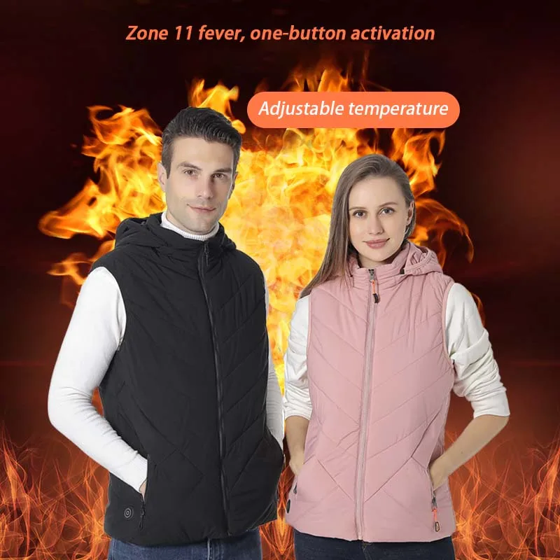 Winter Women District 11 Intelligent Self-Heating Vest Cold-Proof Thermal Vest Men's USB Rechargeable Couple Warm-Keeping Vest