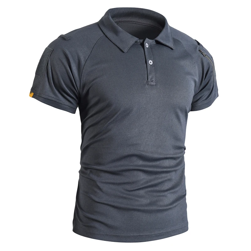 Herren Sommer Pullerover Quick Dry T-Shirt Camping Wandern Klettern Shirt Taktische Militärische Kampf Oansatz Revers T-shirts Atmungsaktiv – Detail 27