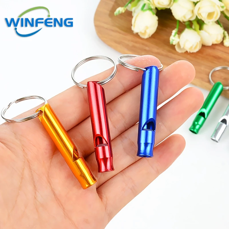 Portable Emergency Survival Whistle Keychain High Decibel Aluminum Alloy Whistle for Outdoor Camping Hiking Sport Pet Training