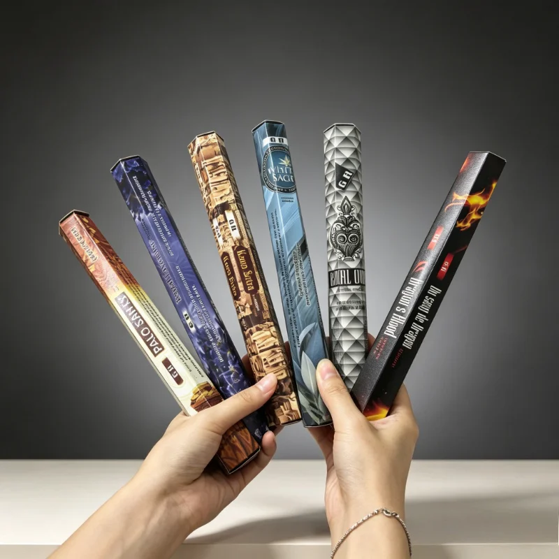6 Boxes Hand-Rolled Incense Sticks, Multiple Scents To Choose From : Kama Sutra，Oudh，Dragons Blood，Lavanda，White Sage，etc.