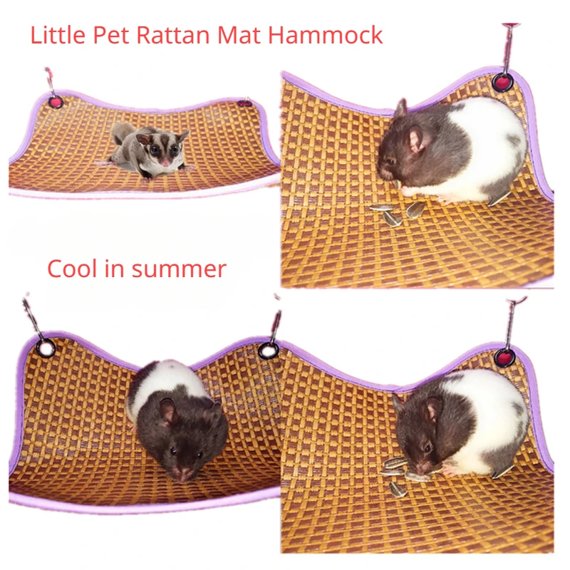 Summer Hamster Hammock Squirrel Honey Glider Flower Branch Rapoko Mat Hammock To Cool Down Small Pet Rattan Hammock (2 Pieces)