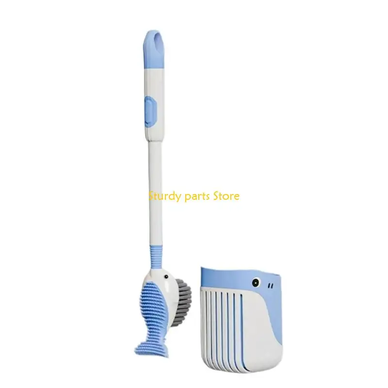 

97QC Long Handle Toilet Bowl Brush Whales Toilet Cleaning Brush With Holder