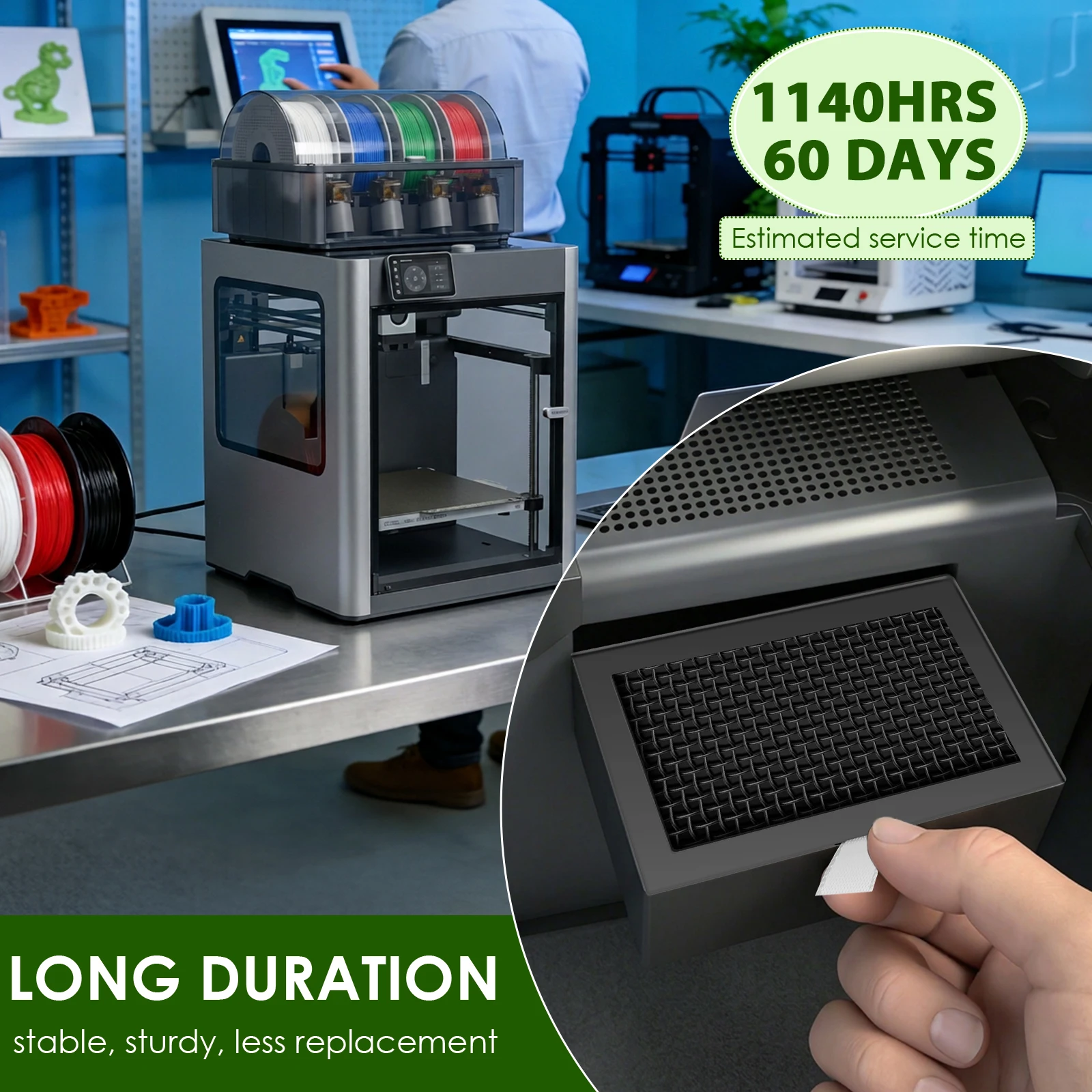 2 Pack Activated Carbon Air Filter Cartridge for X1 X1C P1P P1S 3D Printer Replacement Activated Carbon Filter to Reduce Smells