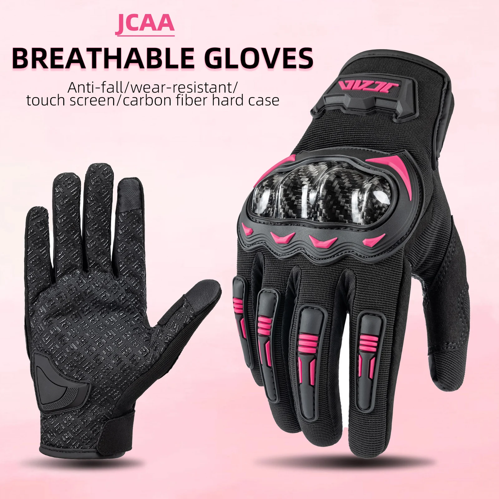 

JCAA Ultra-Breathable Summer Full Finger Motorcycle Gloves with Carbon Fiber Protective Motorbike Gloves Anti-fall Bicycle Glove
