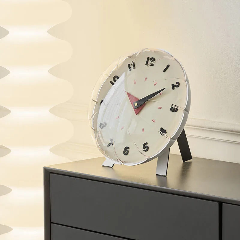Creative Bubble Balloon Clock Living Room Artist Decorative Pendulum Clock No Punching Desktop Ornament Circular Acrylic Pendant
