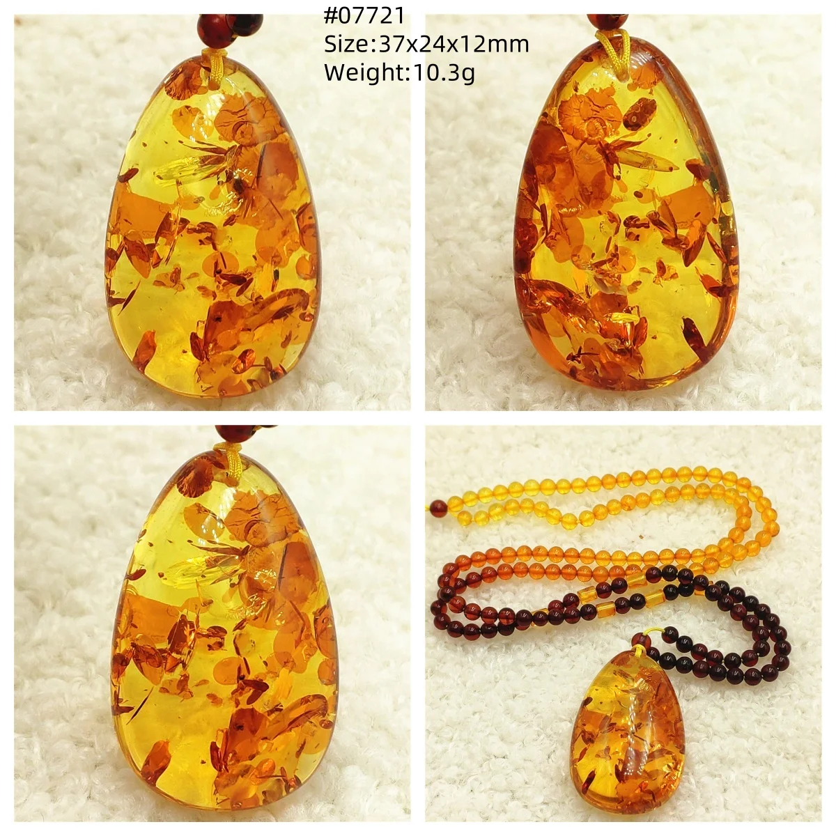 Natural Yellow Red Amber Pendant Beads Necklace Water Drop Yellow Piebald Amber Women Men Rare Healing Gemstone Jewelry AAAAAA