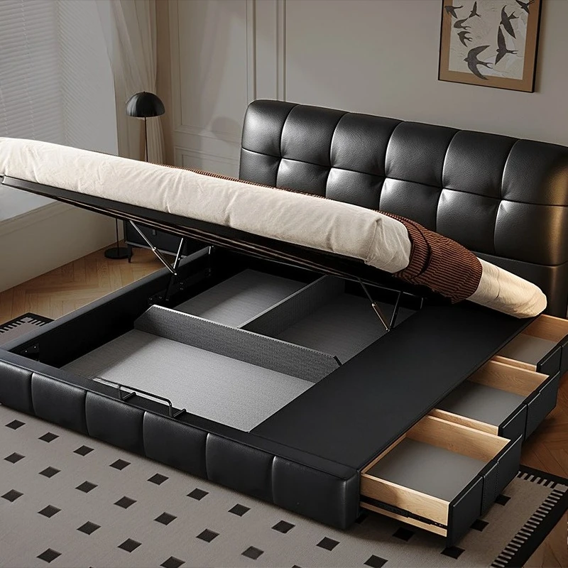 Luxury Queen Bed Frame Wooden Design European Safe Sleeping Beauty Full Bed Princess Floor Letto Matrimoniale Home Furniture