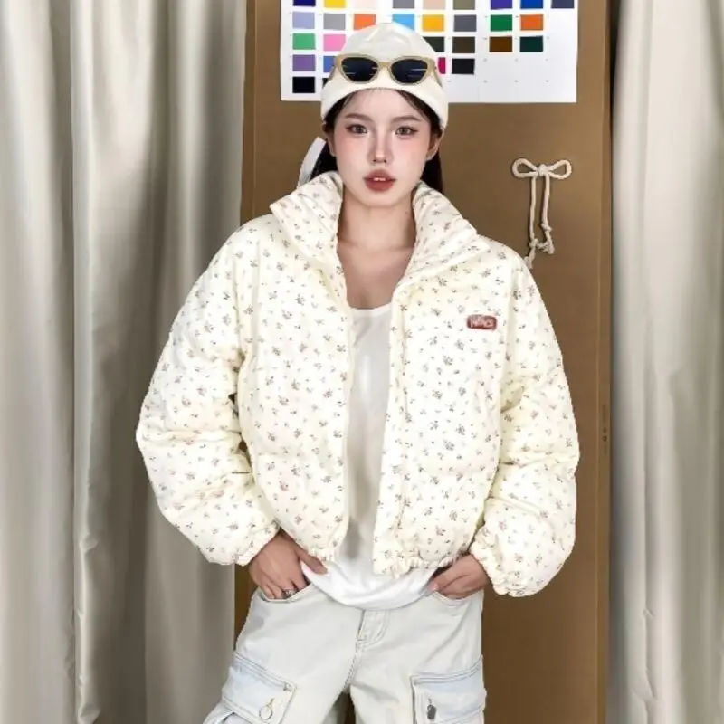 Abrigo de mujer, chaqueta de invierno y otoño, prendas de vestir exteriores, abrigo de moda de algodón acolchado grueso y holgado coreano corto con forro polar cálido