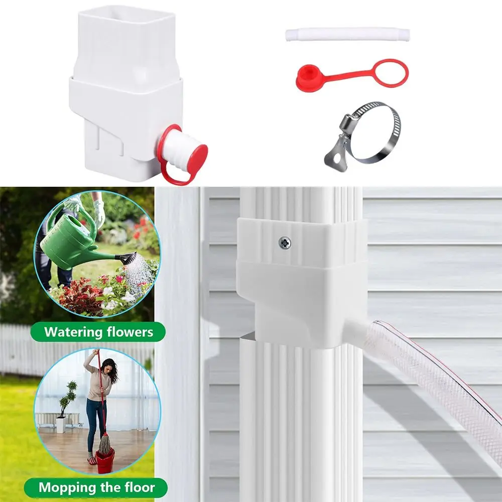 

Easy Install Rainwater Collection System Adjustable Filtration Valve Two Water Outlets Rain Barrel Diverter Kit 5FT Hose