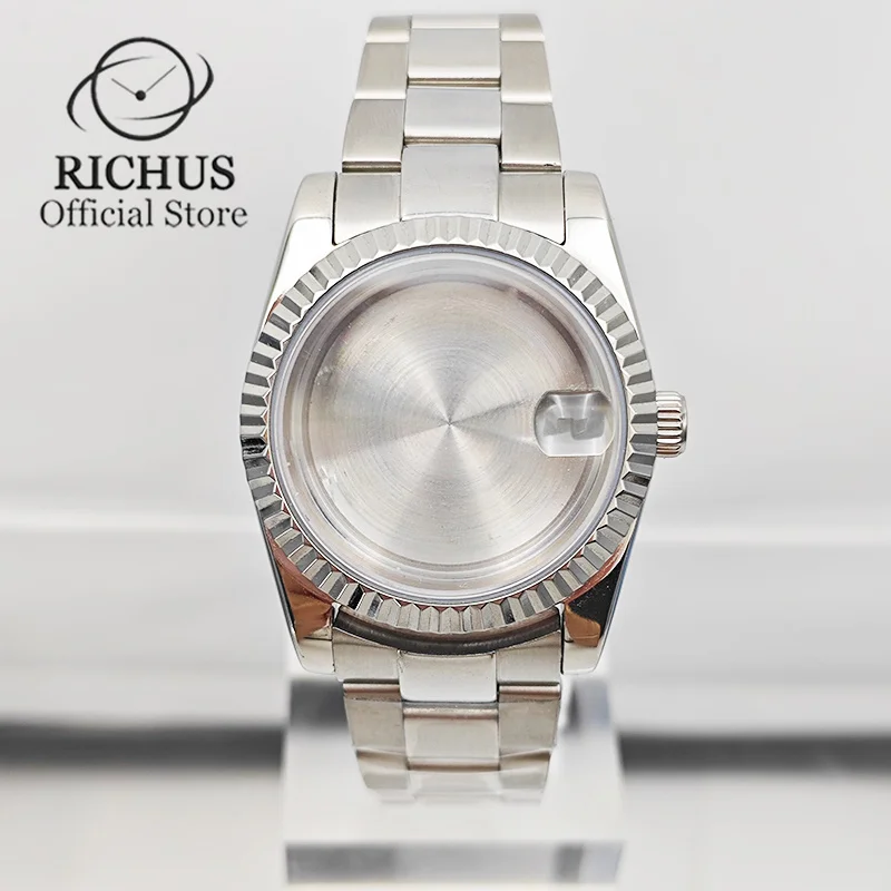 

RICHUS 36mm/39mm SilveryWatchCase Polished Case SapphireGlass fit NH35 NH36 ETA2824 PT5000 ETA2836 Miyota82 DG2813 3804 Movement