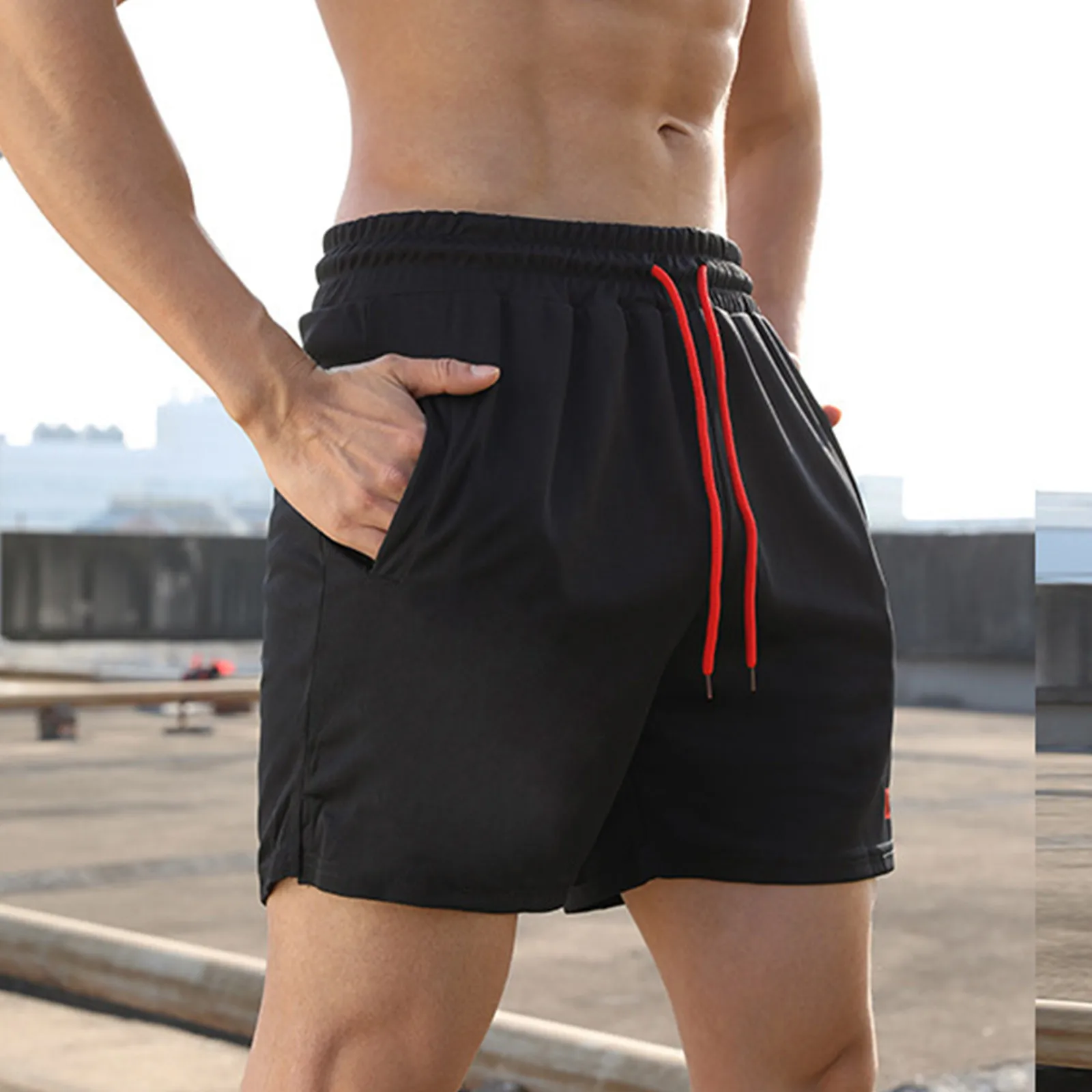 Summer Color Casual Pants Trend Male Fitness Solid Running Youth Sweatpants Shorts Men's Casual Pants Band 13