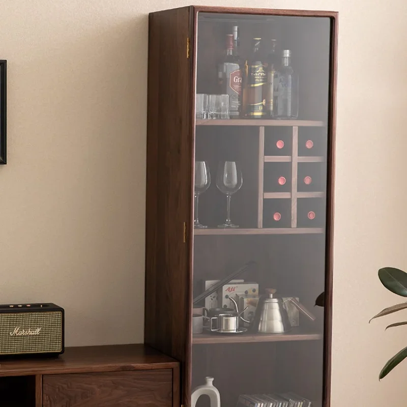 Liquor Modern Wine Cabinet Simplicity Wooden Wall Living Room Display Glass Estante Vinos European Wine Cabinet Furniture QF50JG