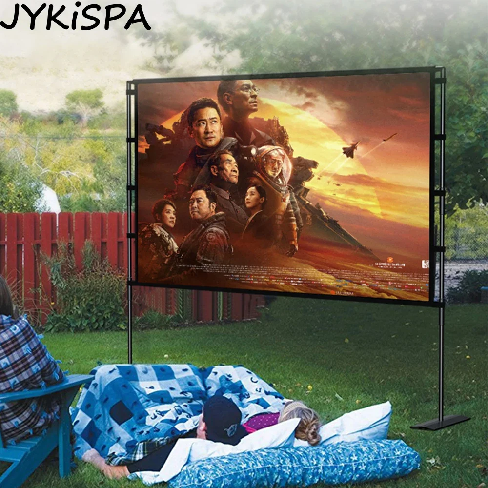 Projection Screen with Stand Anti-Light 100 120 inch with Carry Bag Double Sided for Home Theater Outdoor 4K HD Projector Screen