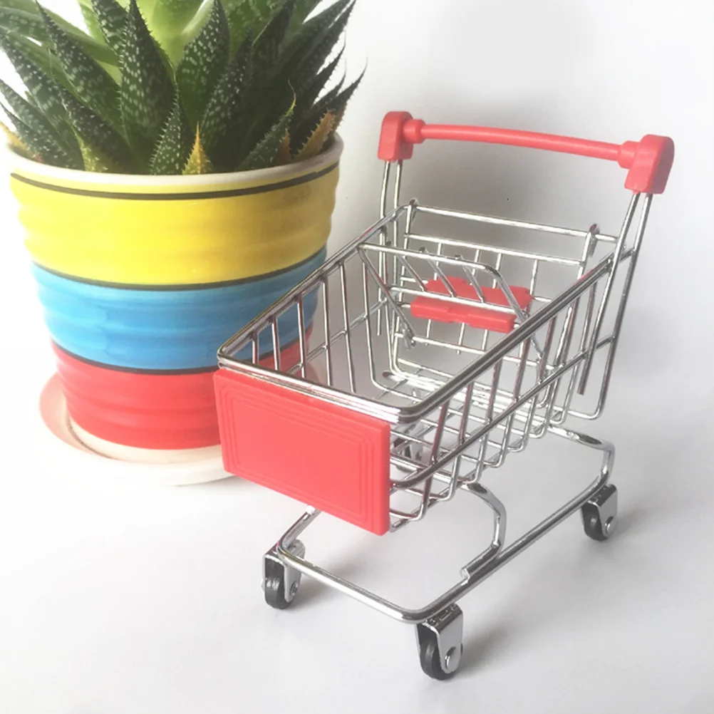 Mini carrito de compras para niños, cesta de almacenamiento de artículos diversos, juguete galvanoplastia, 3 uds.