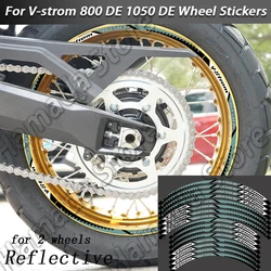 For Vstrom 800 DE 1050 DE Motorcycle Wheel Rim Sticker Reflective Accessories Waterproof Decal