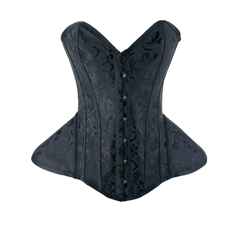 Black Jacquard Hourglass Waist Corset Women Sexy Gothic Bustiers Top Steampunk Underbust Body Shapewear Slimming Waist Trainer