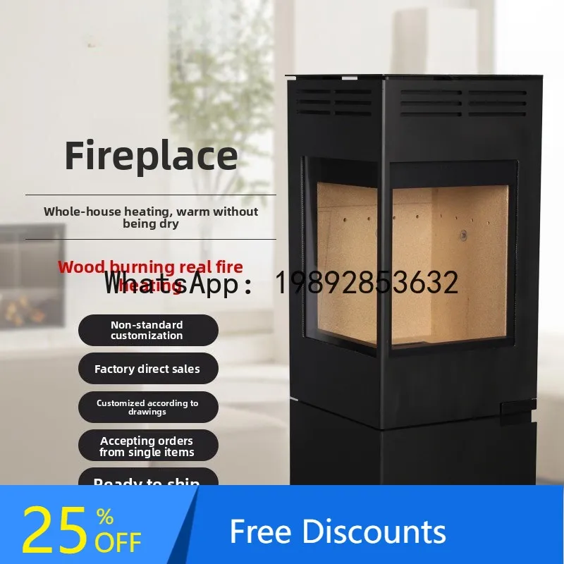 

CZ Steel Double-Sided Fireplace Wood Stove for Home Living Room Wood-Burning Heating Stove European Style Villa Homestay Stove