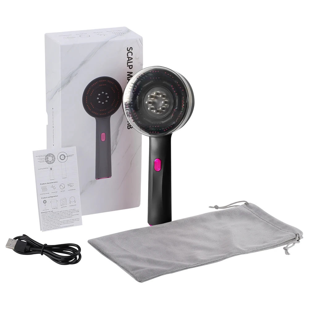 Elektrische Vibration Massage Kamm Rot Licht Kopfhaut Follikel Kamm Kopf Akupunktur Punkte Öl Massager Anti-haarausfall Gerät – Detail 14