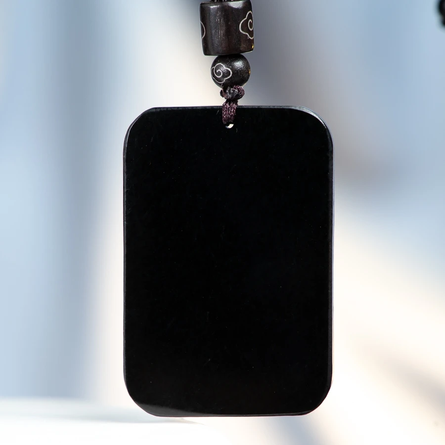 

TIMESWIND Lucky Natural Hetian Jade Square Pendant Simple Men Necklace with Certificate