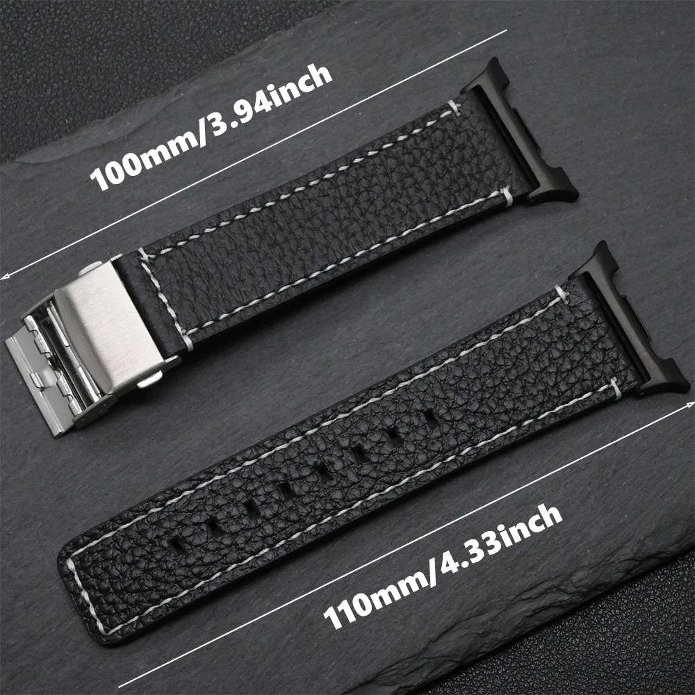 Correa de cuero para Samsung Galaxy Watch 8 7 6 5 4 FE 44mm 40mm 8 pulsera clásica de 46mm para Galaxy Ultra 47mm correa de cuero genuino