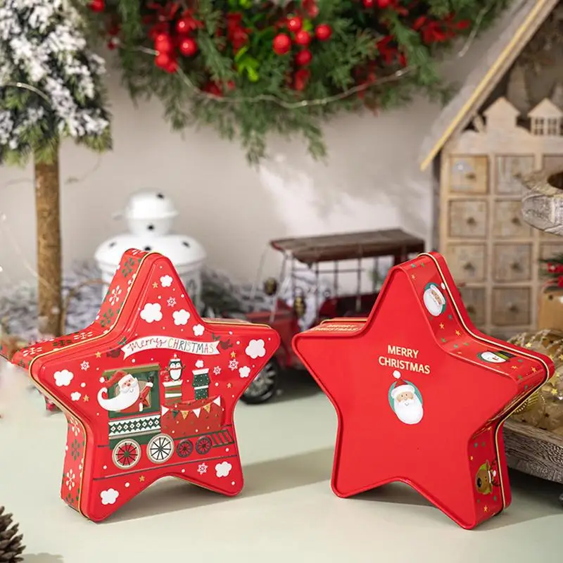 Christmas Cookie Boxes Large Pentagram Biscuit Box Multifunctional Cookie Tin Pans Reusable Food Packaging Containers For