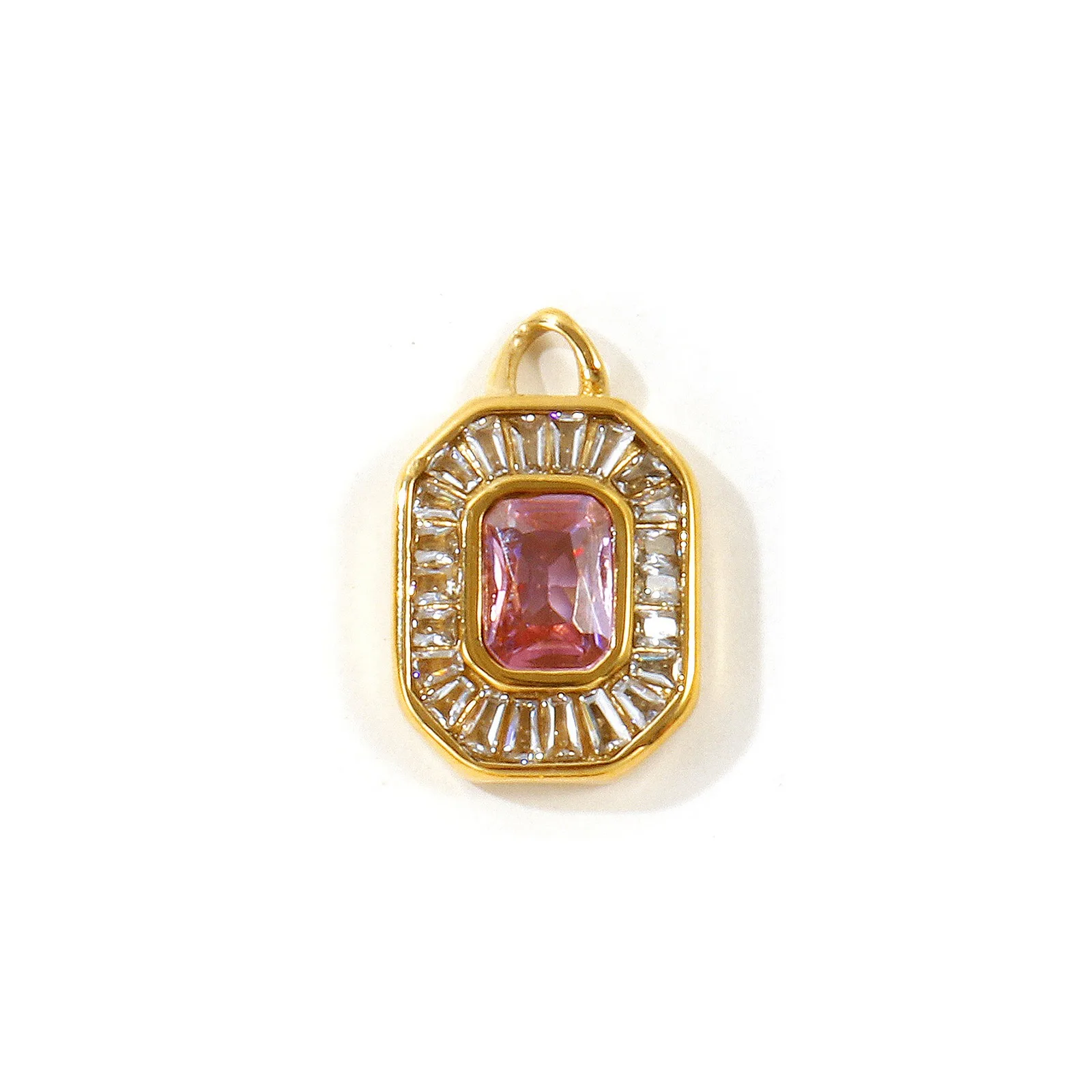 1 Stück Mehrfarbiger Ovaler Kubischer Zirkonia Geometrischer Anhänger 18K Vergoldeter 304 Edelstahl-Anhänger für DIY Halsketten-Schmuckherstellung – Detail 3