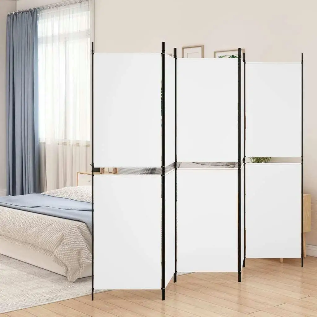 5-Panel Fabric Room Divider White 250x180 cm - Stylish Privacy Screen for Home Décor