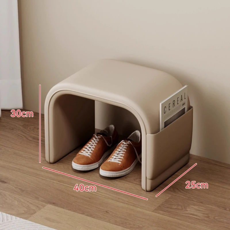 ‌ مسند قدم كريمي حديث، مقعد أحذية ناعم للممر، مقعد منجد مريح، لهجة منزلية راقية