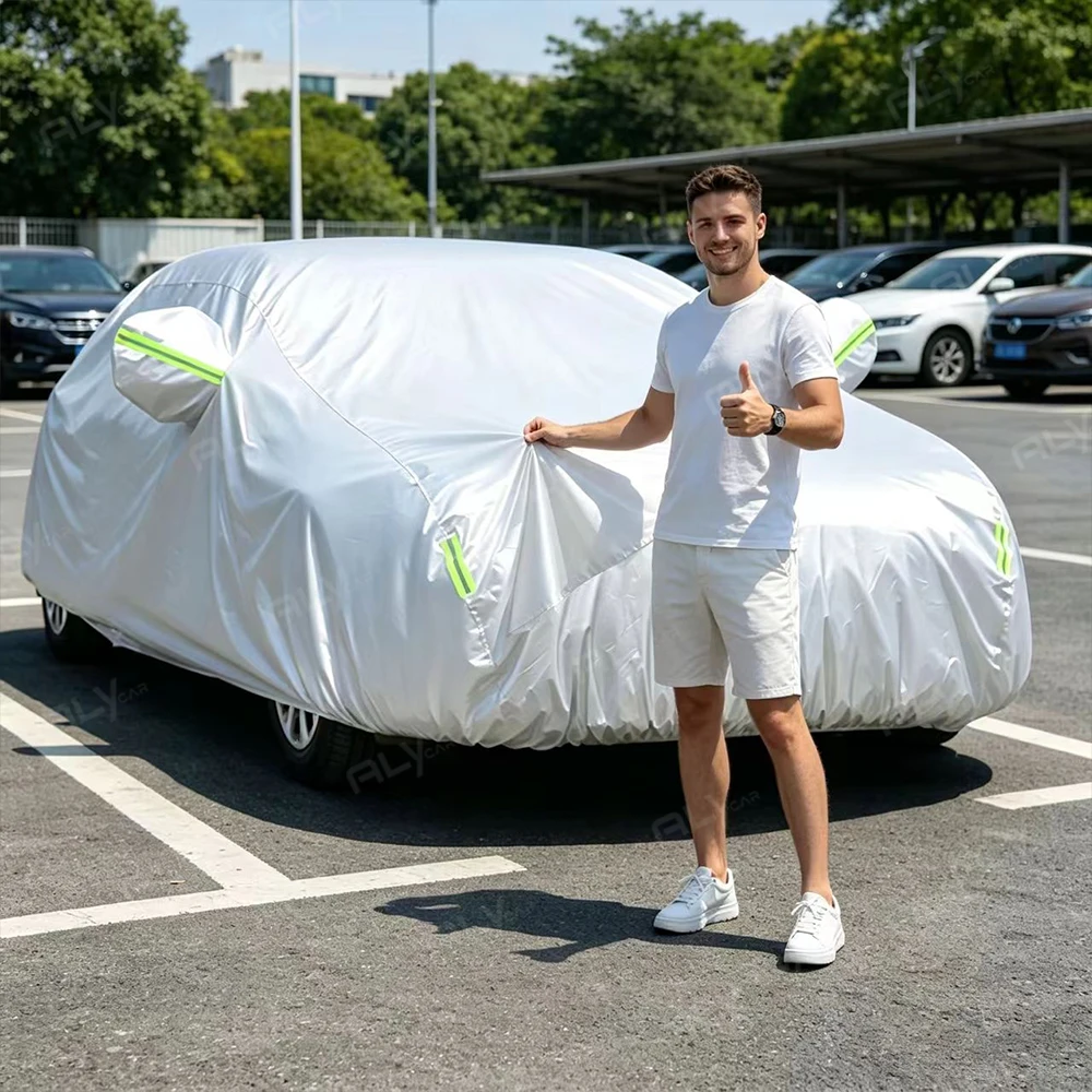 

1PCS Universal Car Cover Waterproof All Weather UV Protection Sun Rain Snow Dustproof Zipper Black Auto Case Fit Sedan SUV M-XXL