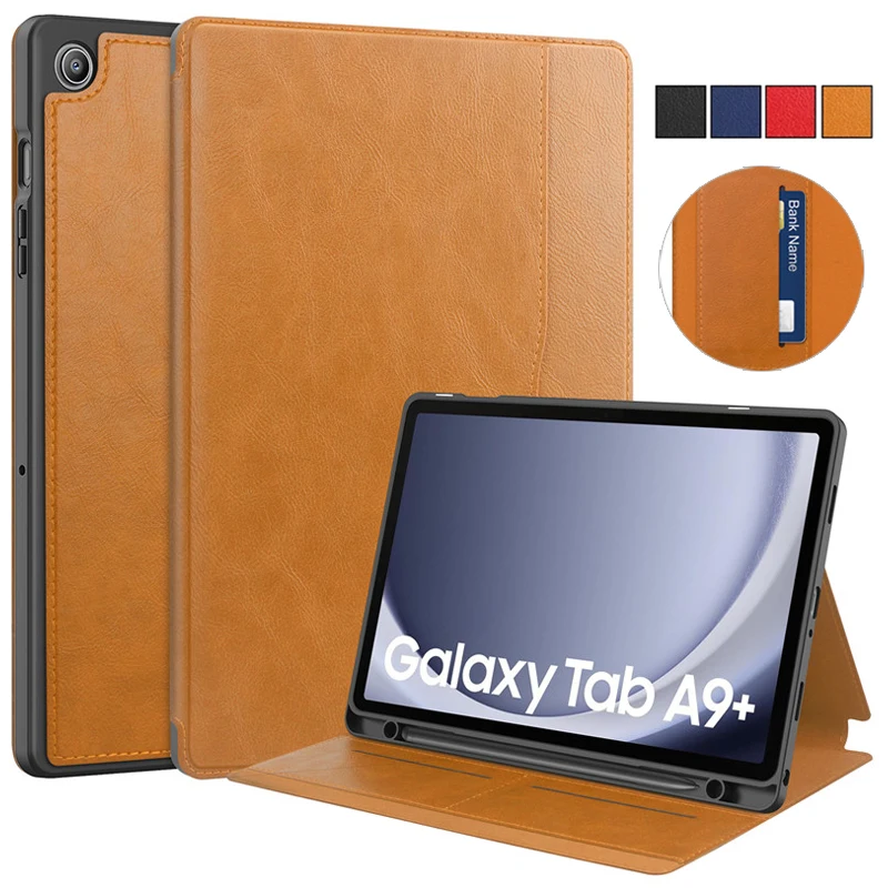 

For Samsung Tab A9 Plus Case with Pen Holder Business Leather Wallet Stand Smart Case For Galaxy Tab A9 Plus 11 inch X210 X215
