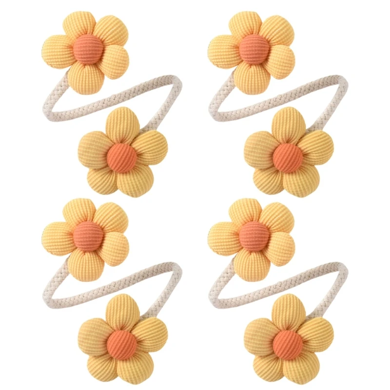 Colorful Flower Curtain Ties Clips Set of 4 Decorative Drapery Holders Holdbacks Metal Rope Tiebacks for Window Decors