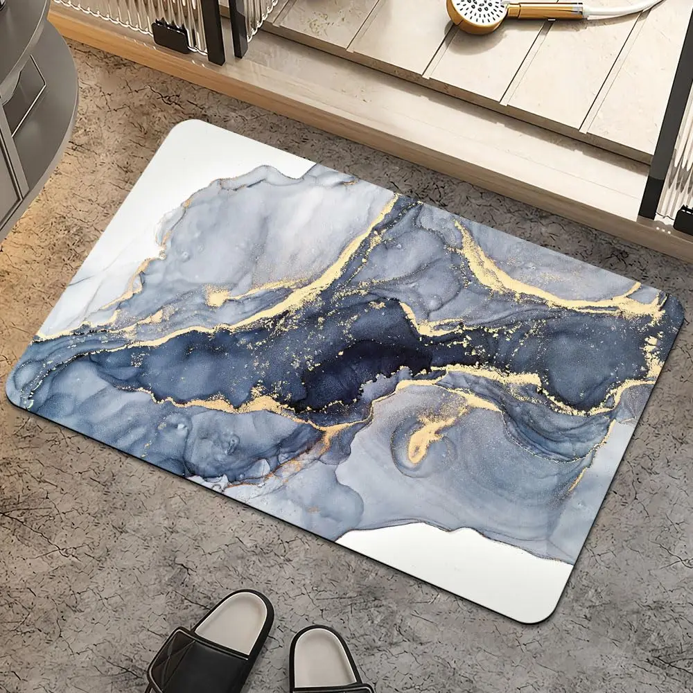 Bathroom Bath Mat Non-Slip Luxury Marble Entrance Door Rug Absorbent Kitchen Bedroom Shower Floor Carpet  Welcome Mat