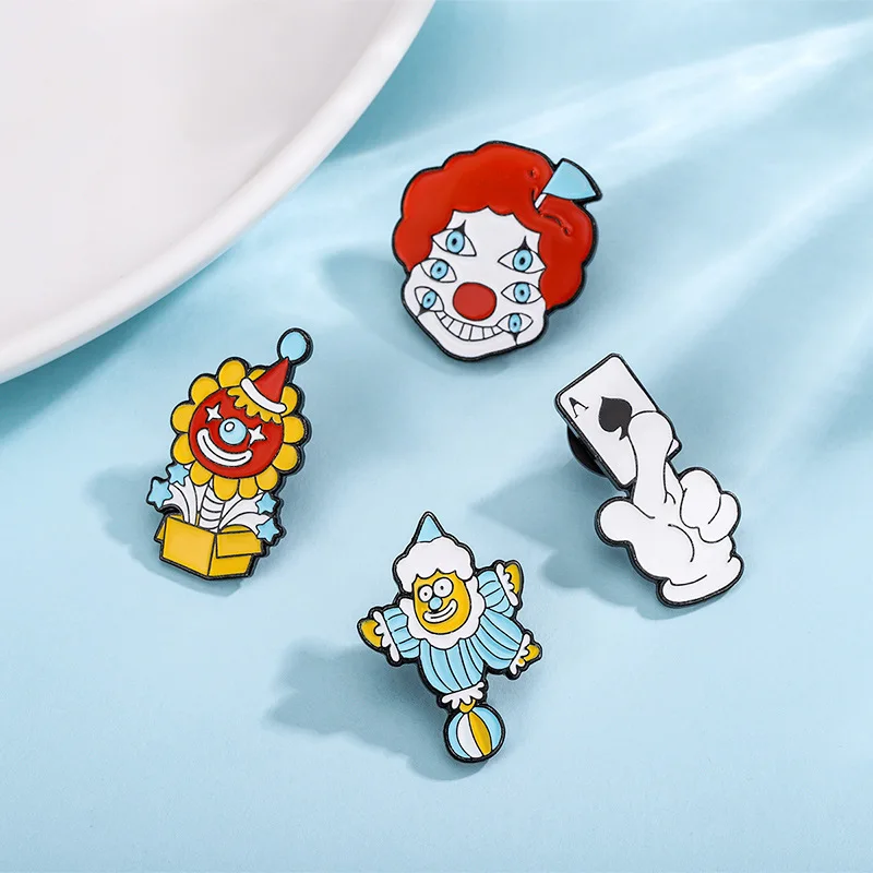 Creative Cartoon Acrobat Clown Surprise Gift Box With ​spade A Shaped Brooch Clothing Backpack Accessories Alloy Enamel Pin Badg