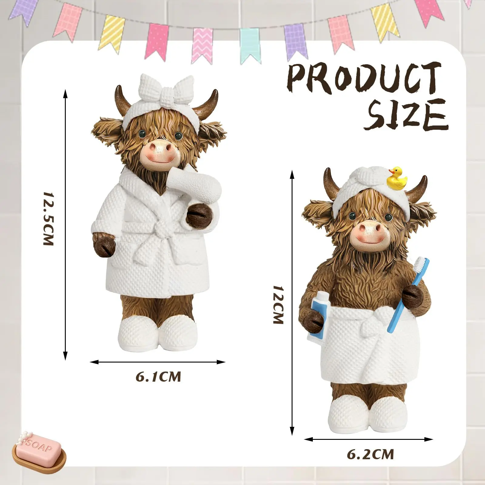 Cute Highland Cow Resin Statue Creative Scottish Longhorn Figurine Home Living Room Office Decor Unique Gift